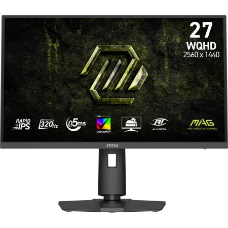 Монитор MSI MAG 274QPF X32 Gaming Monitor, 27", 0.5ms, 320Hz Rapid IPS, 2560x1440, G-SYNC, AMD FreeSync Premium, AI Vision, Console Mode, HDR400, 300nits AG, 1.07B, 1000:1, 100M:1, DP(1.4a), 2xHDMI(2.1), Headphone out, Pivot, Heigh Adj., VESA 100, Black, 