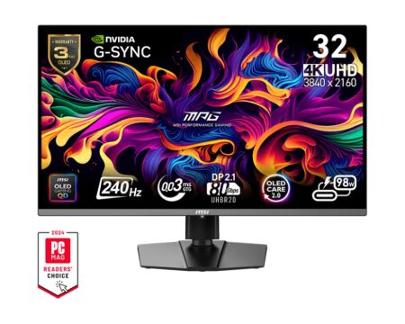 Монитор MSI MPG 322URX QD-OLED Gaming Monitor, 31.5", 0.03ms, 240Hz, 3840x2160, G-SYNC, AMD FreeSync Premium Pro, AI Vision, Console Mode, ClearMR 13000, HDR True Black 400, Type-C(98W PD), DP(2.1a), 2xHDMI(2.1), USB Hub, Pivot, Heigh Adj., VESA 100, Blac