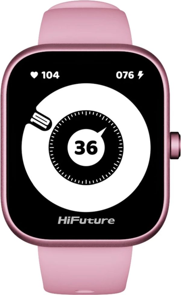 Часовник HiFuture Lume Pro Pink, 1.85 " AMOLED, Always on Display, Powered by Dual Core, Aerospace-Grade Ultra Light Aluminum Frame, Bluetooth Call, 3D User Interface, 1ATM Waterproof, 24/7 True Heart Rate & Blood Oxygen Sensor, 100+Sports Mode, Up to 7 d