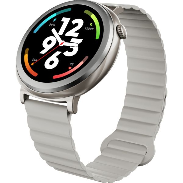 Часовник HiFuture Aurora Silver, 1.43" AMOLED,  466*466, Powered by Dual Core & Syntra AI, Bluetooth Call, IP68  Waterproof, 24/7 True Heart Rate & Blood Oxygen Sensor, Up to 10 days daily use, Magnetic Strap