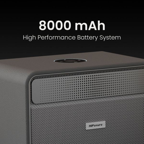 Тонколони HiFuture Passion X Black, 100W Output (Max.Power), Built-in Powerful DSP with DynaBoost Technology, Crafted Wood Cabin, Wireless 5.4, Two-Way Full Range Speaker System, Built-in 8000mAh High-Performance Battery System, Pair to Stereo Sound Syste
