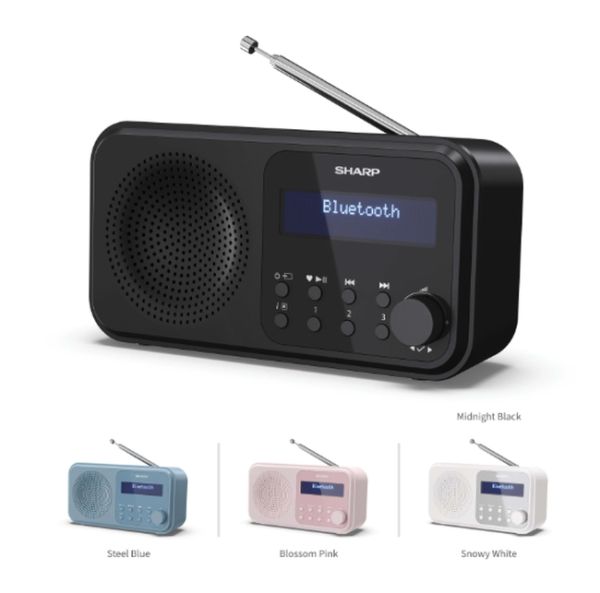 Радио Sharp Radios DR-P420(BK), PORTABLE DIGITAL RADIO, Bluetooth 5.0, 20 DAB+/DAB/FM, Auto time/date, LCD Display, Dual alarm,Micro USB x1 (power supply),3.5mm Headphone jack / line-out, Black