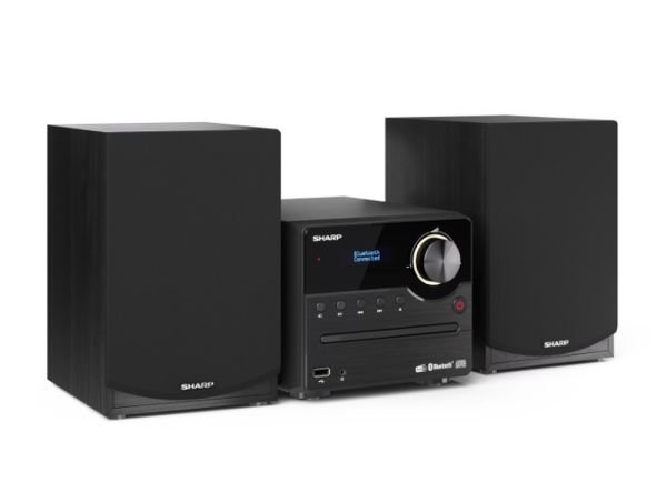 Аудио система Sharp Audio Systems XL-B517D(BK), HI-FI MICRO SYSTEM, 45W total max power output, DAB+ and FM tuner with RDS, Bluetooth v5.0, CD player, USB playback, 3.5mm Aux-in / line-in, Headphone jack, wooden speaker, Black