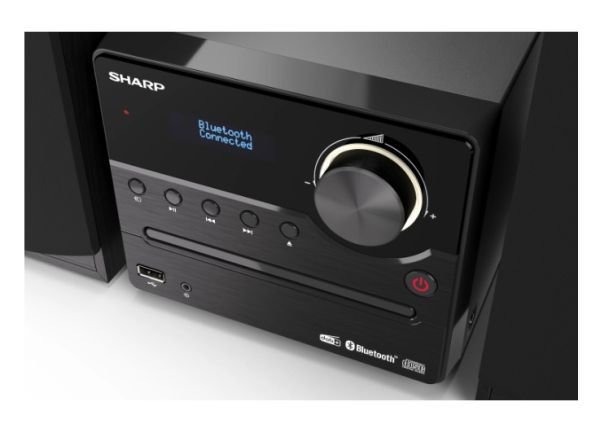 Аудио система Sharp Audio Systems XL-B517D(BK), HI-FI MICRO SYSTEM, 45W total max power output, DAB+ and FM tuner with RDS, Bluetooth v5.0, CD player, USB playback, 3.5mm Aux-in / line-in, Headphone jack, wooden speaker, Black