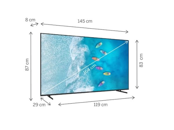 Телевизор Thomson 65" UHD Google TV; 3840 x 2160 (4K UHD), DLED, 60 Hz, Dolby Audio, Google Cast, DVB-T/T2/C/S/S2, HDR10,  Wi-Fi, Bluetooth, LAN, HDMI 3 (2.1), USB 2 (2.0), AV IN, Hotel mode, Side Feet, Black