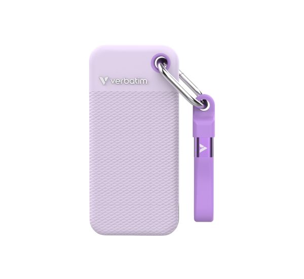 Твърд диск Verbatim Pocket SSD USB 3.2 Gen 2 1TB Purple incl. two rubber sleeves