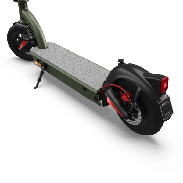 Електрически скутер Sharp Electric Scooter, Range per charge: 35 km, 350W Motor, LED Display, e-ABS, USB Charging Port, Bluetooth, IPX4 certification, 10" Pneumatic tyre, Triple brake system, Rear Suspension, Max load: 120 kg, Olive Gray
