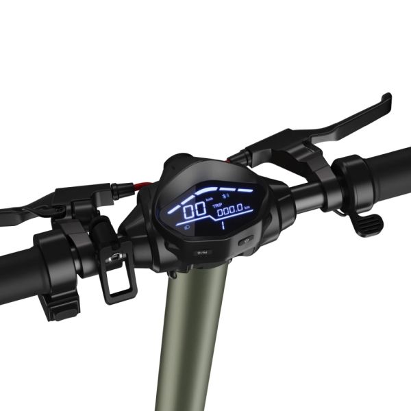 Електрически скутер Sharp Electric Scooter, Range per charge: 35 km, 350W Motor, LED Display, e-ABS, USB Charging Port, Bluetooth, IPX4 certification, 10" Pneumatic tyre, Triple brake system, Rear Suspension, Max load: 120 kg, Olive Gray