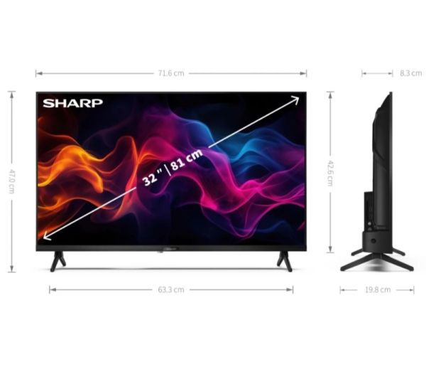 Телевизор Sharp 32GF3265E, 32" Full HD QLED Google TV, 1920x1080 Frameless, 1 000 000:1, Active Motion 400, DVB-T/T2/C/S/S2, HDR10, Speaker 2x8W, Dolby Digital, Google Cast, HDMI (ARC/CEC), CI+, 3.5mm Headphone jack / line-out, RJ 45, 2xUSB, Wi-Fi, Blueto