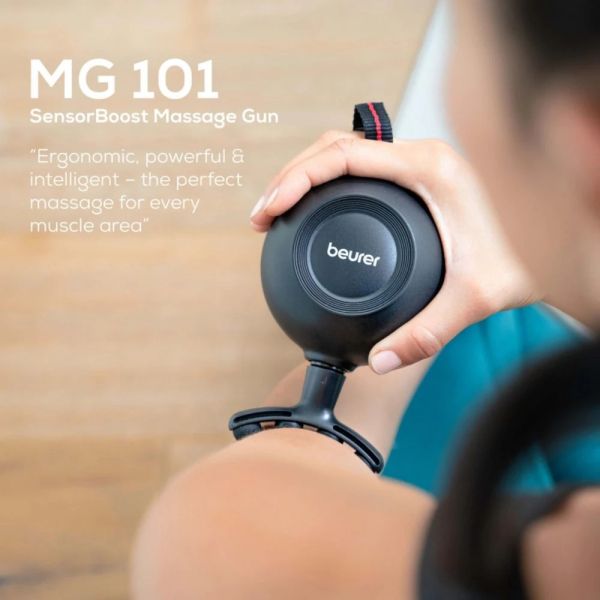 Масажор Beurer MG 101 SensorBoost, Integrated pressure sensor, Ergonomically shaped, 5 massage attachments, 5 intensity levels, Lithium-ion battery, black