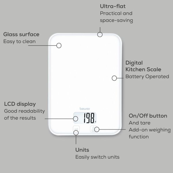 Везна Beurer KS 19 Pure White kitchen scale; 5 kg / 1 g