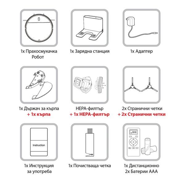 Робот прахосмукачка MUHLER Bobby 2 – 3в1 сухо почистване, моп и прахосмукачка, Wi-Fi, 2700 Pa, HEPA филтър