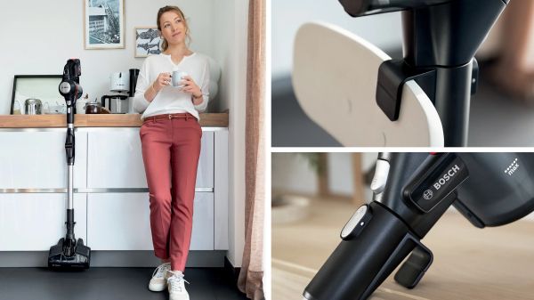 Акумулаторна вертикална прахосмукачка Bosch BCS711EXT Unlimited 7 – без торба, 18 V, 40 мин работа, 0.3 L контейнер, LED четка