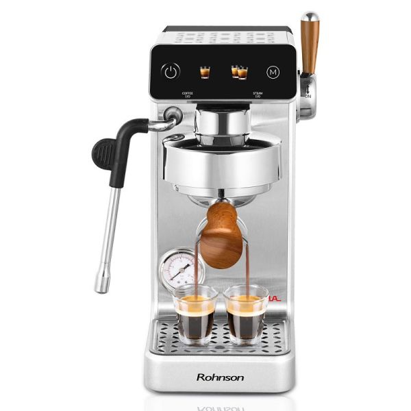 Кафемашина Rohnson R98300 Espresso – 20 bar, 2700 W, инокс корпус, професионална дюза за пара