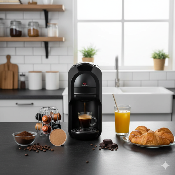 Кафемашина Elekom EK-506 5в1 – мултифункционална, 1450 W, 19 bar, капсули Nespresso/Dolce Gusto/Lavazza Blue, мляно кафе и кафе торбички