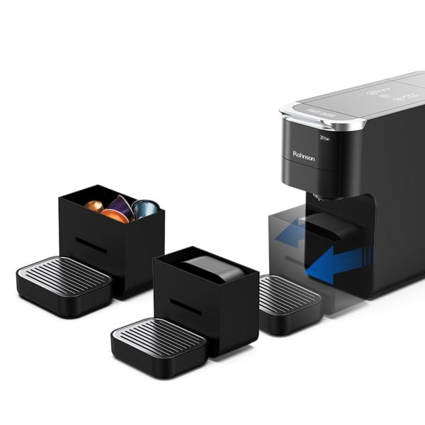 Мултикапсулна кафемашина Rohnson R-98055 – 20 bar, 1.5 L резервоар, 7 програми, Nespresso/Dolce Gusto/Lavazza Blue/ESE/мляно кафе