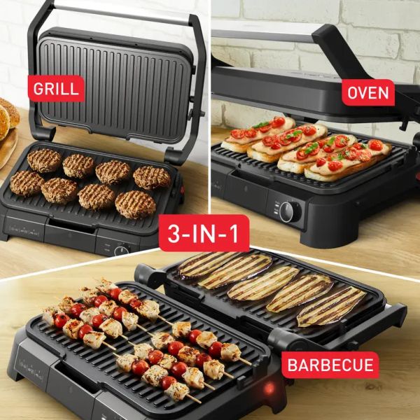 Контактен грил Tefal SuperGrill 3in1 XL – електрическа скара 3 в 1 с BBQ и фурна, 2300 W, голяма площ за готвене