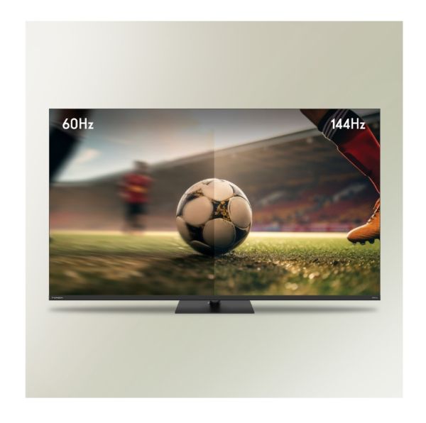 Телевизор Thomson Smart QLED Pro TV 55"; Google TV; 3840 x 2160 (4K UHD), DLED, 144 Hz, DVB-T/T2/C/S/S2, HDR10, Wi-Fi, Bluetooth, LAN, HDMI 4 (2.1), USB 2 (2.0) + 1 (3.0), Central Swivel Stand, Black