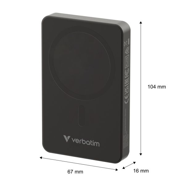 Външна батерия Verbatim Charge 'n' Go Essentials Power Bank Magnetic Wireless 10000mAh Black