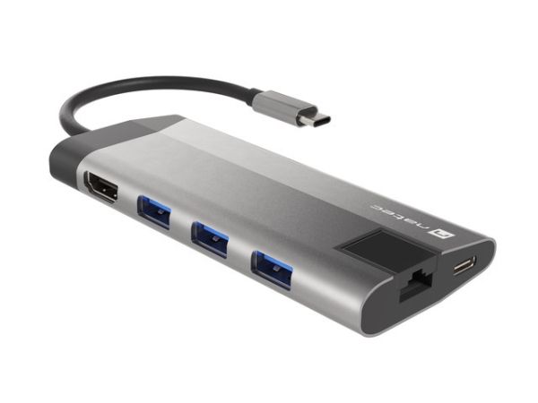 Докинг станция Natec Fowler Plus Multiport Adapter 8 in 1, USB 3.0 HUB, HDMI 4K, USB-C PD, RJ45, SD, Micro