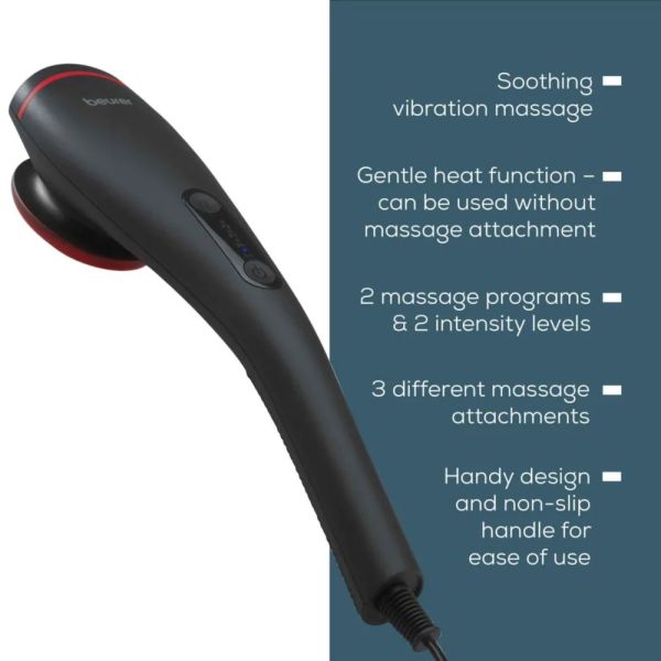 Масажор Beurer MG 24 Massager with heat function; Soothing and relaxing vibration massage;3 massage attachments;2 intensity levels;2 pre-set programs