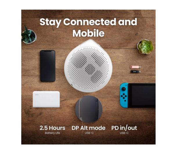 Мултимедиен проектор BenQ GV50 Laser Portable Projector, 1080p (1920x1080), 100K:1, 500 ANSI Lumens, 1.2X, Auto Keystone, HDMI (ARC 5.1 channel), USB-C (w/DP PD), USB, BT 5.0,  2x4W Speakers + 10W Woofer, Google TV, SmartRemote App, WiFi, 2.1kg, White