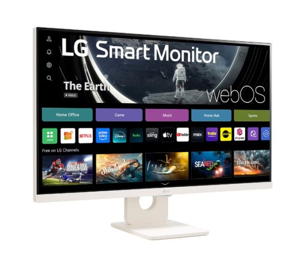 Монитор LG 27U511SA-W, 27" IPS Smart webOS23, 100Hz, 5ms, 1300:1, 250cd/m, FHD 1920x1080, ThinQ, sRGB 99%, HDR 10, HDMI, USB, Bluetooth, AirPlay 2, Speacers 5W x 2, Tilt, White