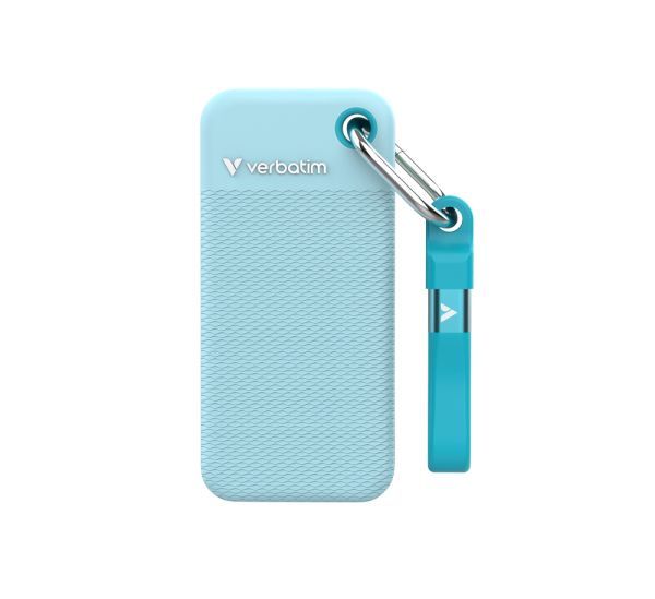 Твърд диск Verbatim Pocket SSD USB 3.2 Gen 2 1TB Polar Blue incl. two rubber sleeves