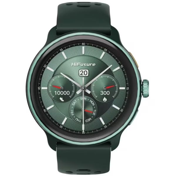 Часовник HiFuture Vela Dark Green, 1.43" AMOLED, GPS +Compass + Altimeter, 466*466, Support Local Music(100M Space), Support AI Coach for Training, Powered by Dual Core, Bluetooth Call, 5ATM Waterproof, 24/7 True Heart Rate & Blood, Oxygen Sensor, Up to 1