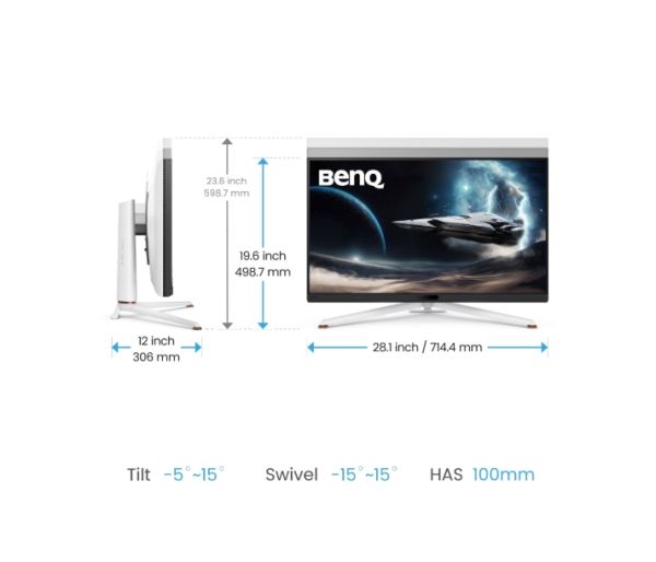 Монитор BenQ MOBIUZ EX321UX, 31,5", Mini LED, IPS, 3840x2160 4K UHD, 144Hz, 1ms, HDR 1000, FreeSync Premier Pro, B.I.+ Gen2, 700 nits, 99% Adobe RGB, 99% P3, 3x HDMI (v2.1), DP (v2.1), USB C PD 65W, USB Hub, Color Shuttle, Height Adj. 100mm, VESA 100, 7.2