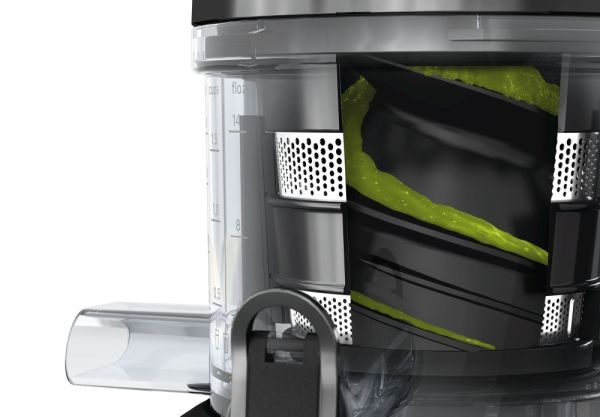 Сокоизстисквачка Bosch MESM500W, Slow juicer VitaExtract 150 W, 55 rpm, 1 speed + reverse function, tritan screw, MixControl lever, juice container 1 l, pulp container 1,3l, 2 filters (fine, coarse), white / black