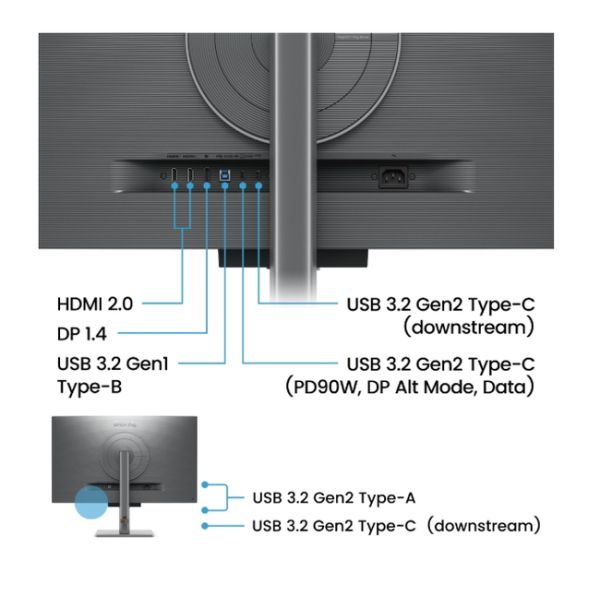 Монитор BenQ RD320U 31.5" IPS, 3:2, 3840x2160, 5ms, Nano Matte, 98% P3, HDR 400, MoonHalo, B.I. Gen2, KVM Switch, DualView Plus, PIP/PBP, 2000:1, 2x HDMI 2.0, DP 1.4 x1, USB-C 90W x1, USB HUB, Speakers 2Wx2, Height Adj. Stand 110 mm, Display Pilot 2, 7.3 