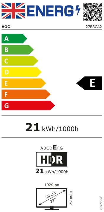 Монитор AOC 27B3CA2, 27" IPS WLED, 1920x1080@100Hz, 4ms GtG, 1ms MPRT, 250cd m/2, 1300:1, 20M:1, Adaptive Sync, FlickerFree, Low Blue Light, 2Wx2, Tilt, HDMI, USB hub
