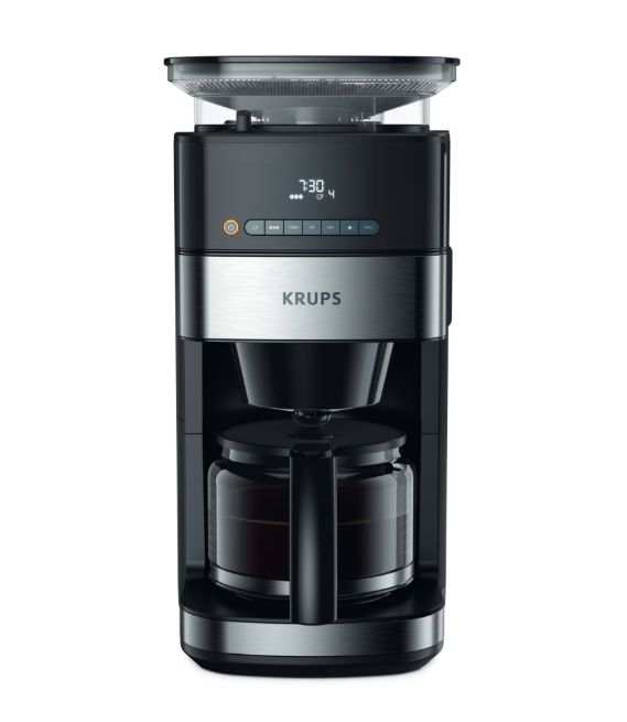 Кафемашина Krups KM832810 Grind & Brew, metalic grinder, 3 grinding settings, digital display, timer, 1.25L