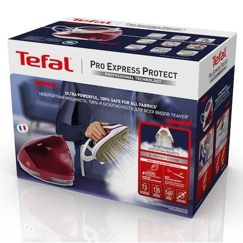 Парогенератор Tefal GV9220E0, ProExpress Protect, red, 2600W, electronic temp settings, 7,5bars, 135g/min, steam boost 540g/min, Durilium Airglide Autoclean Ultra Thin soleplate, AD, AO, removable water tank 1,6L, calc collector, lock system, fast heat up