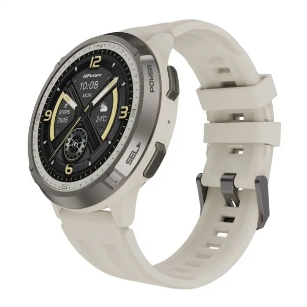 Часовник HiFuture MIX3 Latte, 1.43" AMOLED, 466*466, Powered by Dual Core & Syntra AI, Bluetooth Call, 3ATM Waterproof, Compass & Altimeter, 24/7 True Heart Rate & Blood Oxygen Sensor, Up to 10 days daily use