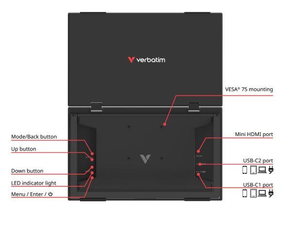 Монитор Verbatim Portable 15.6" Dual Monitor Essentials