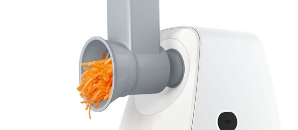 Месомелачка Bosch MFW2517W, Meat mincer, SmartPower Meat mincer from SmartPower range: 1500W, 1,7 kg/min, 2 sieves, 1 sausage horn, fruit press attachment, shredder with 3 barrels, no reverse, white