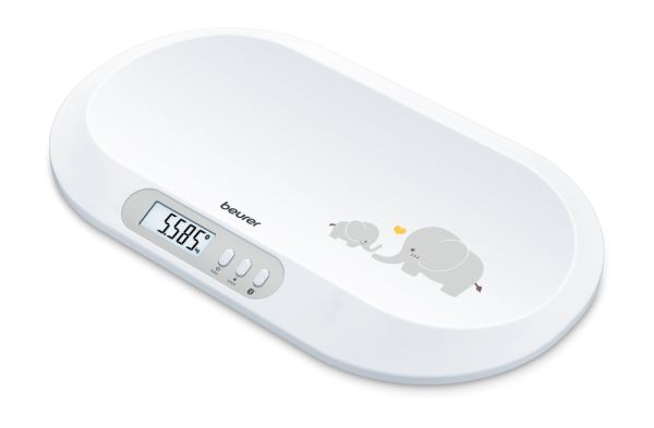 Везна Beurer BY 90 baby scale, Data transfer via Bluetooth, Automatic and manual hold function, Curved weighing surface, 10 Measurement memory spaces