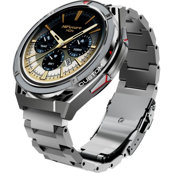 Часовник HiFuture Active Silver, *1.43"  AMOLED, Dual Band GPS +Compass + Altimeter 466*466, Powered by Dual Core & Syntra AI, Bluetooth Call, 5ATM Waterproof, 24/7 True Heart Rate & Blood Oxygen Sensor, Up to 10 days daily use