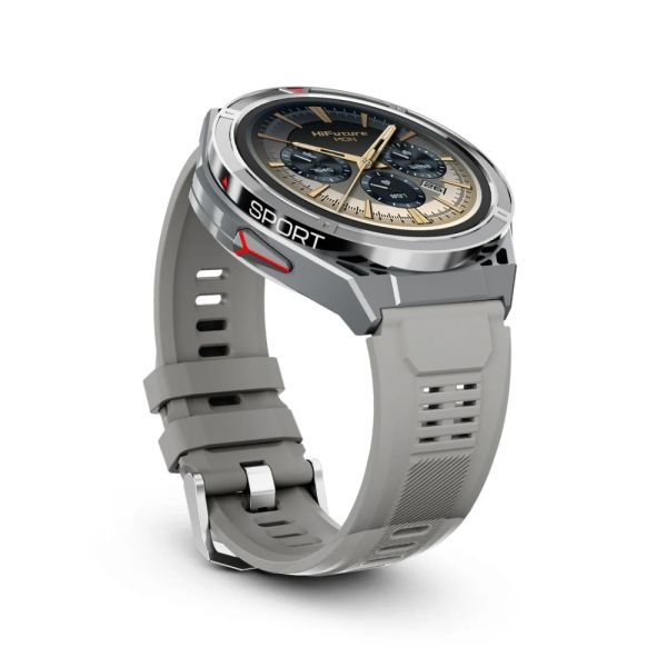 Часовник HiFuture Active Silver, *1.43"  AMOLED, Dual Band GPS +Compass + Altimeter 466*466, Powered by Dual Core & Syntra AI, Bluetooth Call, 5ATM Waterproof, 24/7 True Heart Rate & Blood Oxygen Sensor, Up to 10 days daily use