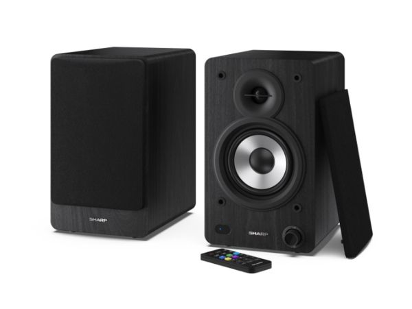Аудио система Sharp Audio Systems CP-SS30(BK), Hifi Systems BOOKSHELF SPEAKERS 60W (2 x 30W) RMS 2, Bluetooth v5.0, USB playback, MP3 Audio decoder, RCA L/R In, 3.5mm Aux-in / line-in, Digital optical-in, Wooden speaker, Black