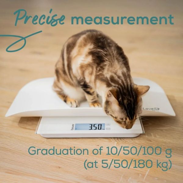 Везна Beurer PP 170 Polly Multifunctional pet scale;Detailed graduation (10 g to 5 kg, 50 g to 50 kg, 100 g to 180 kg);Easy-to-read LCD display