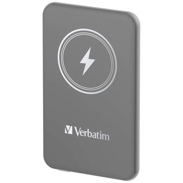 Външна батерия Verbatim MCP-5GY Power Pack 5000 mAh with UBS-C PD 20W / Magnetic Wireless Charging 15W Grey