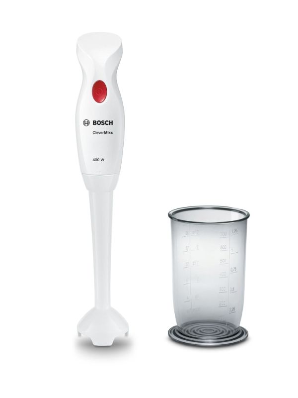 Пасатор Bosch MSM14100, Blender, CleverMixx, 400 W, Included transparent jug, White, deep red