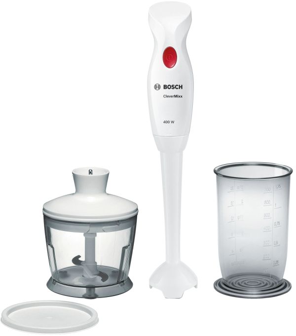 Пасатор Bosch MSM14200, Blender, CleverMixx, 400 W, Included transparent jug & chopper, White, deep red