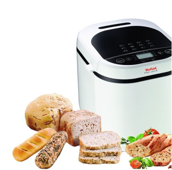 Хлебопекарна Tefal PF210138, Pain Dore, Breadmaker, 500/750/1 kg, 12 automatic programs, 720W, 3 Levels of crust roasting, LCD display, delayed start, white