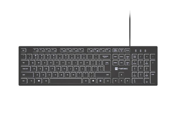 Клавиатура Natec Keyboard Herring Glow US, White Backlight