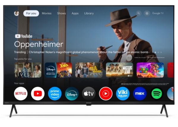 Телевизор Sharp 43HP5265E, 43" QLED Google TV, 4K Ultra HD 3840x2160 Frameless, 1 000 000:1, AQUOS, DVB-T/T2/C/S/S2, Active Motion 1000, HDR10, Dolby Atmos, Dolby Vision, Google Assistant, Google Cast, HDMI 2.1 with eARC, 3.5mm Headphone jack / line-out, 