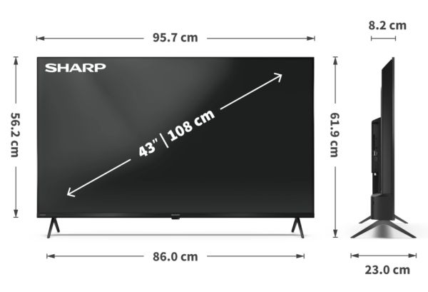 Телевизор Sharp 43HP5265E, 43" QLED Google TV, 4K Ultra HD 3840x2160 Frameless, 1 000 000:1, AQUOS, DVB-T/T2/C/S/S2, Active Motion 1000, HDR10, Dolby Atmos, Dolby Vision, Google Assistant, Google Cast, HDMI 2.1 with eARC, 3.5mm Headphone jack / line-out, 